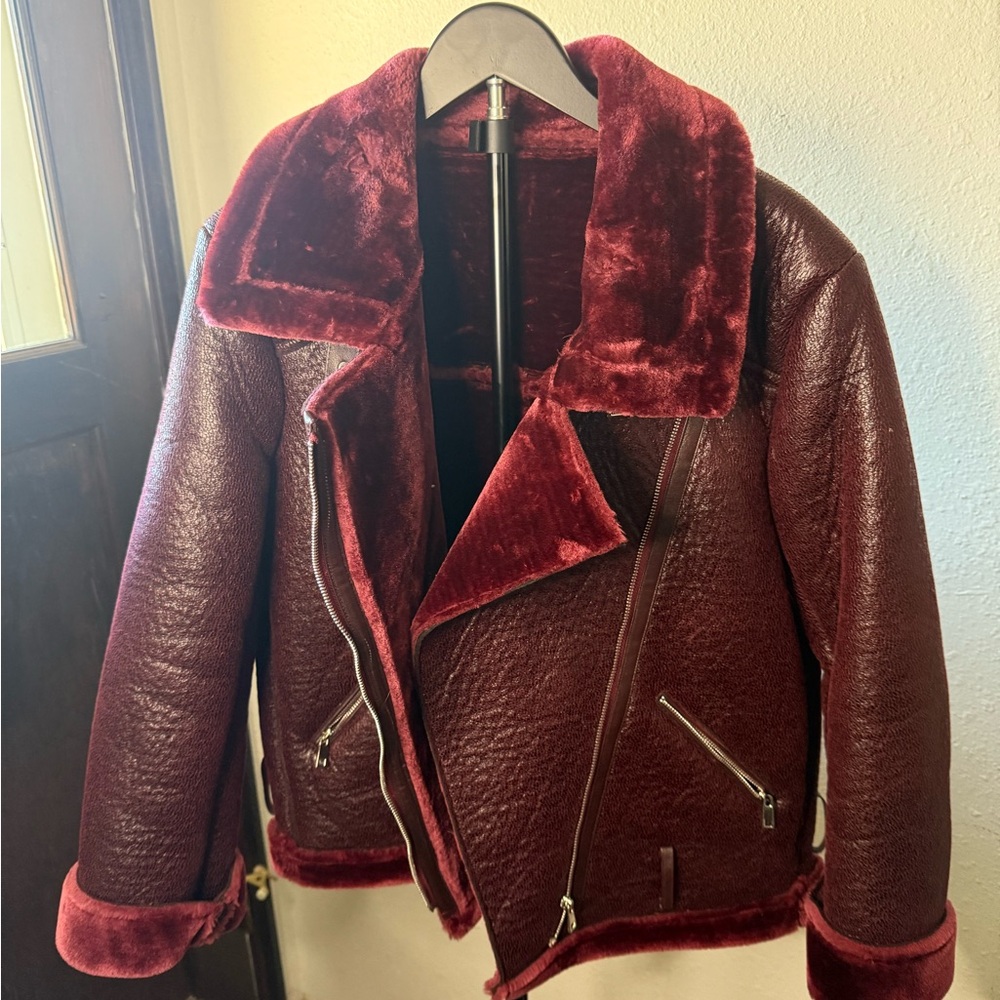 Commense Deep Red Teddy Jacket - Picture 2 of 3